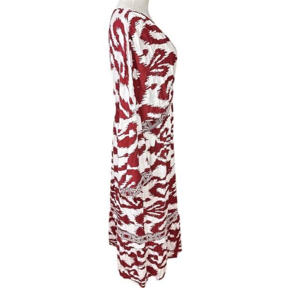 NWT Anthropologie Women's Red Printed Front Ring Kaftan Cover Up Kimono Size M/L - Picture 6 of 10
